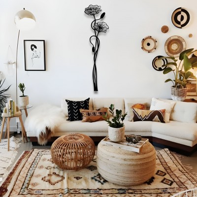 Gelincik Bahar Çiçeği Metal Tablo, Minimalist Metal Tasarımı , Çiçekli Metal Tablo, Modern Ev Dekoru, Dikey Metal Duvar Panosu, Zarif Duvar Aksesuarı, Ev Hediyesi